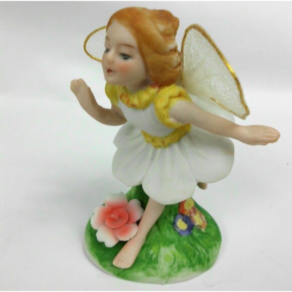 Vintage Enesco 1979 Porcelain Bisque Fairy Woodland Pixie Figurine 3 Inch Set - Picture 2 of 9